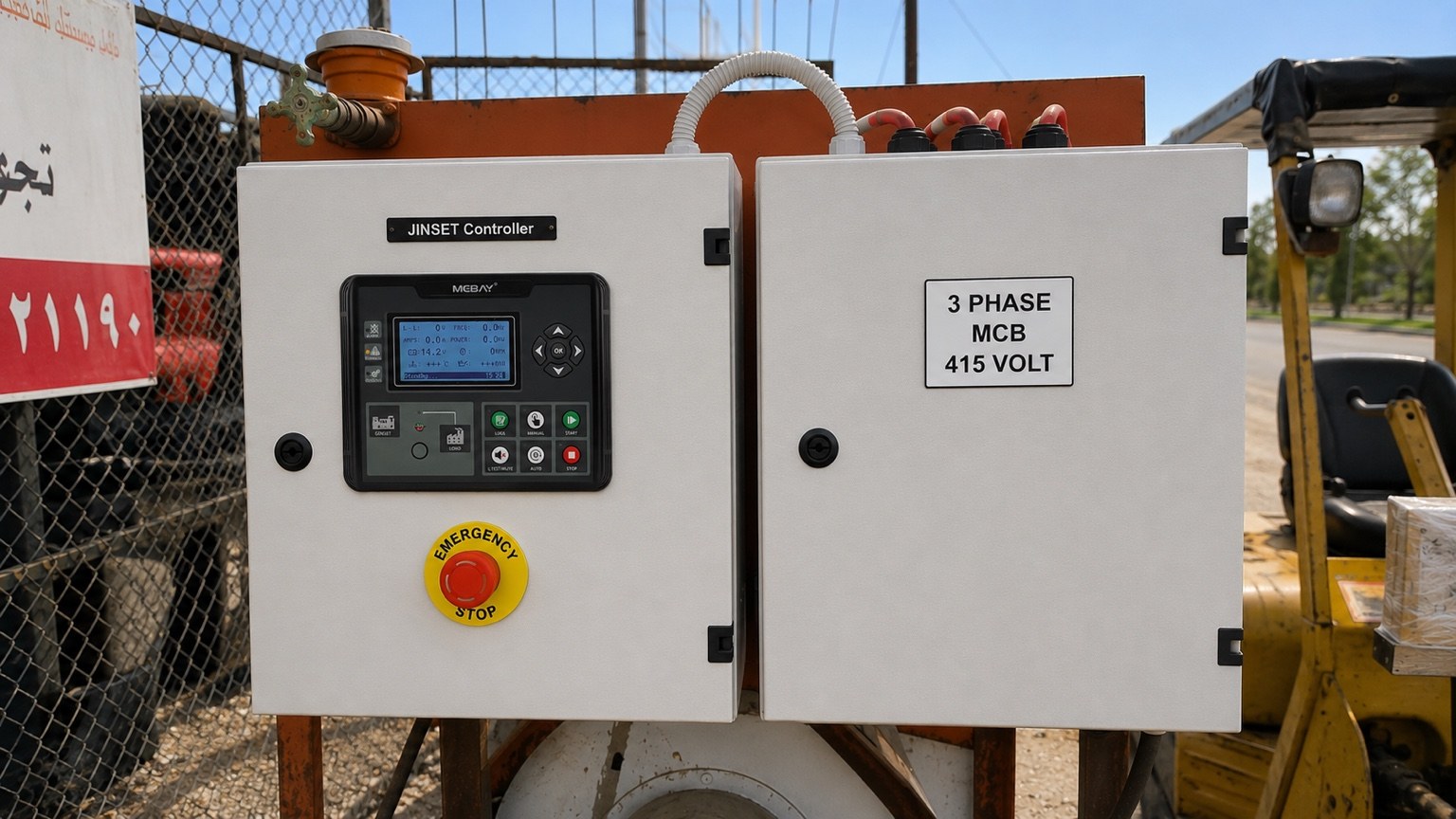 Generator control and three-phase breaker cabinet